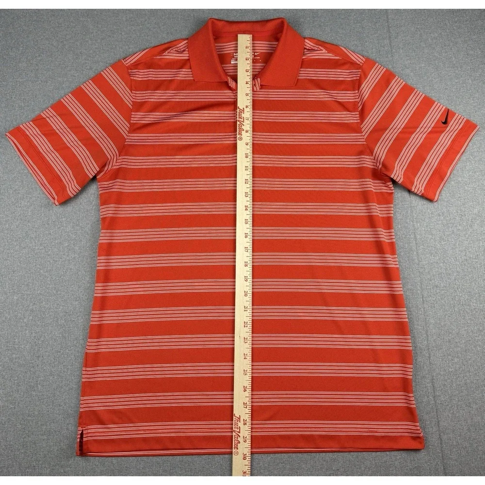 Nike Golf Dri-FIT Tour Performance Polo Shirt Mens Large Red Striped Golf